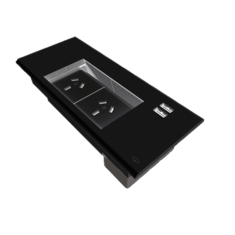 Rapidline Flip Boxes GPO 2 + USB 2 Black