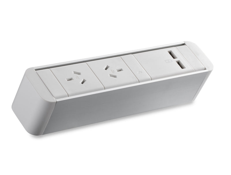 CMS Zeus Power Rail 2 X GPO + 2 USBA White