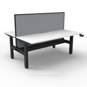 Boost Crank Back To Back Workstation With Cable Tray With Screen Natural White Top & Black Satin Frame