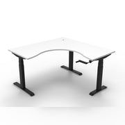 Boost Crank Corner Workstation Without Cable Tray Without Screen Natural White Top & Black Satin Frame