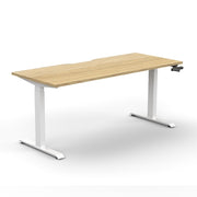 Boost Crank Single Sided Workstation Natural Oak Top & White Satin Frame Without Cable Tray Without Screen