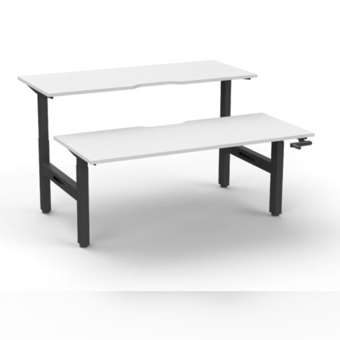 Boost Crank Back To Back Workstation Without Cable Tray Without Screen Natural White Top & Black Satin Frame