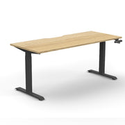Boost Crank Single Sided Workstation Natural Oak Top & Black Satin Frame Without Cable Tray Without Screen