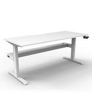 Boost Crank Single Sided Workstation Natural White Top & White Satin Frame With Cable Tray Without Screen