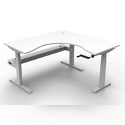 Boost Crank Corner Workstation With Cable Tray Without Screen Natural White Top & White Satin Frame