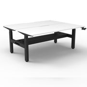 Boost Crank Back To Back Workstation With Cable Tray Without Screen Natural White Top & Black Satin Frame