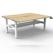 Boost Crank Back To Back Workstation With Cable Tray Without Screen Natural Oak Top & White Satin Frame