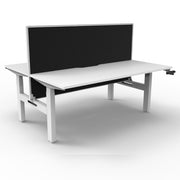 Boost Crank Back To Back Workstation Without Cable Tray With Screen Natural White Top & White Satin Frame