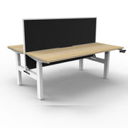 Boost Crank Back To Back Workstation Without Cable Tray With Screen Natural Oak Top & White Satin Frame