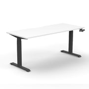 Boost Crank Single Sided Workstation Natural White Top & Black Satin Frame Without Cable Tray Without Screen