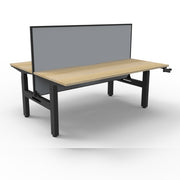 Boost Crank Back To Back Workstation Without Cable Tray With Screen Natural Oak Top & Black Satin Frame