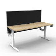 Boost Crank Single Sided Workstation Natural Oak Top & White Satin Frame Without Cable Tray With Screen