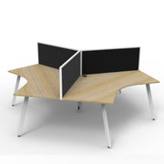 Infinity 120 Degree Workstation – Eternity Leg Natural Oak White P C With Screens