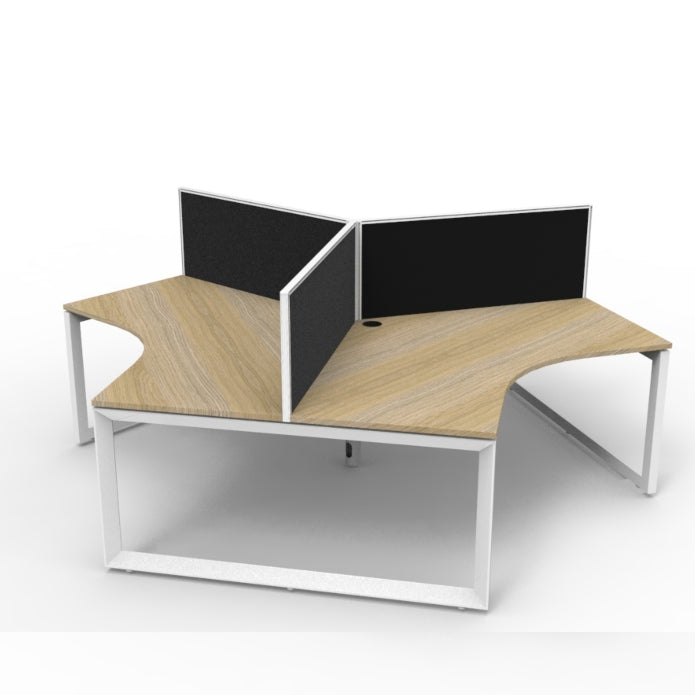 Infinity 120 Degree Workstation – Loop Leg Natural Oak White P C With Screens