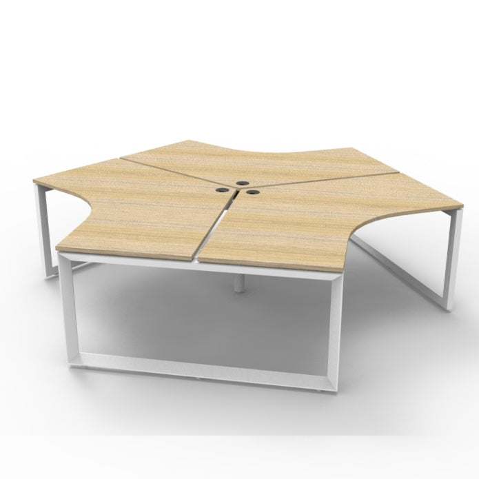 Infinity 120 Degree Workstation – Loop Leg Natural Oak White P C Without Screens