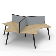 Infinity 120 Degree Workstation – Eternity Leg Natural Oak Black P C With Screens