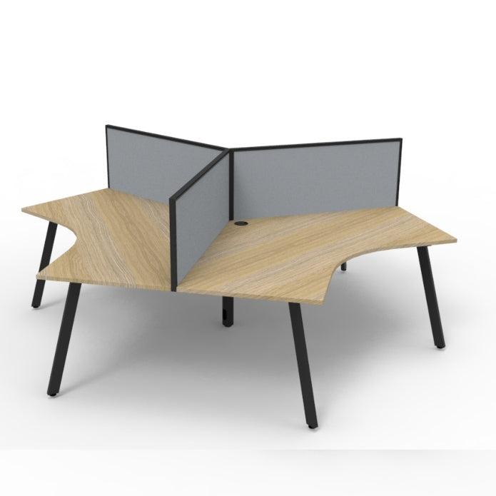 Infinity 120 Degree Workstation – Eternity Leg Natural Oak Black P C With Screens