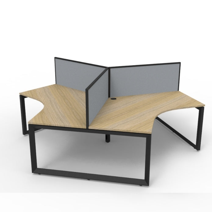 Infinity 120 Degree Workstation – Loop Leg Natural Oak Black P C With Screens