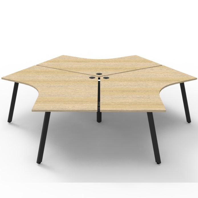 Infinity 120 Degree Workstation – Eternity Leg Natural Oak Black P C Without Screens