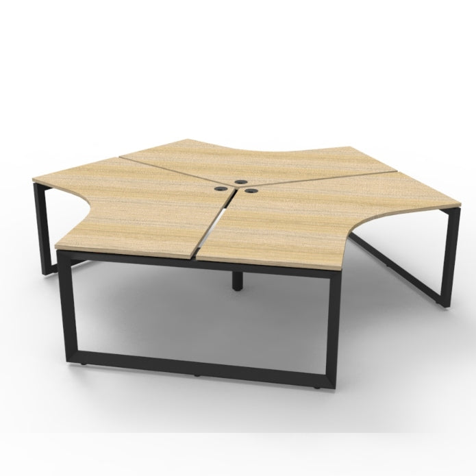Infinity 120 Degree Workstation – Loop Leg Natural Oak Black P C Without Screens