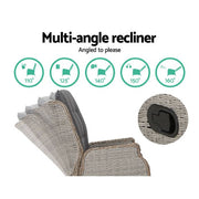 Gardeon Recliner Chair Sun lounge Setting Outdoor Furniture Patio Wicker Sofa