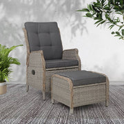 Gardeon Recliner Chair Sun lounge Setting Outdoor Furniture Patio Wicker Sofa