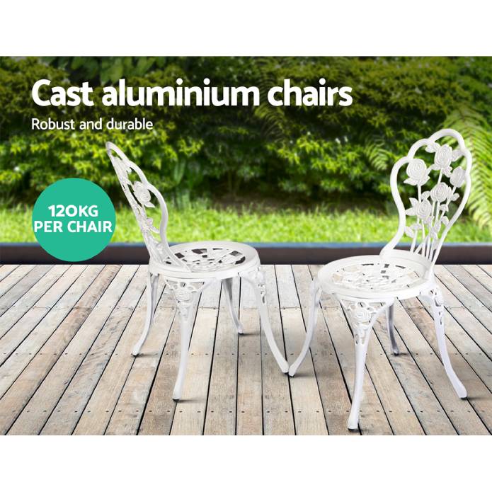 Gardeon Outdoor Furniture Chairs Table 3pc Aluminium Bistro