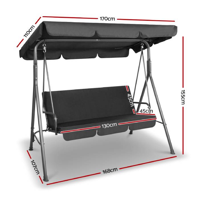 Gardeon Outdoor Furniture Swing Chair Hammock 3 Seater Bench Seat Canopy