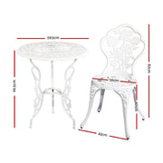 Gardeon Outdoor Furniture Chairs Table 3pc Aluminium Bistro