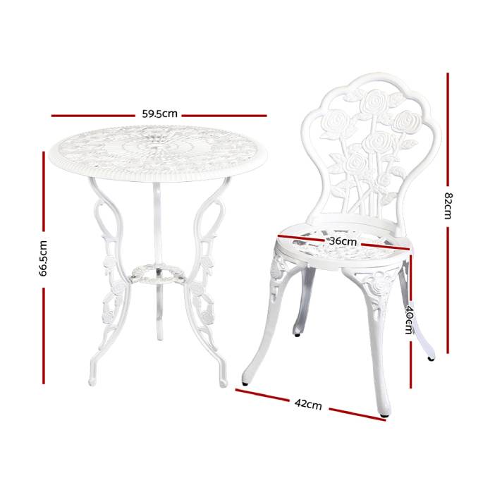 Gardeon Outdoor Furniture Chairs Table 3pc Aluminium Bistro