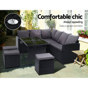 Gardeon Outdoor Furniture Dining Setting Sofa Set Wicker 9 Seater Storage Cover