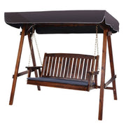 Gardeon Wooden Swing Chair Garden Bench Canopy 3 Seater Outdoor Furniture Charcoal