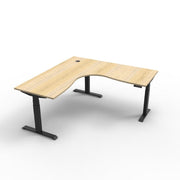 Boost+ Corner Workstation 1800mm W x 1800mm W x 750mm D Natural Oak Top &amp; Black Satin Frame Without Cable Tray Without Screen