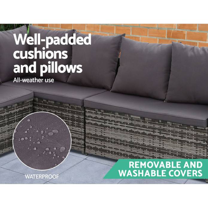 Gardeon Outdoor Furniture Dining Setting Sofa Set Wicker 9 Seater Storage Cover