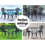 Gardeon Outdoor Furniture Chairs Table 3pc Aluminium Bistro