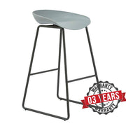 Rapidline Aries Modern Plastic Bar Stool With Black Powder Coated Frame Grey