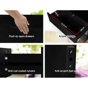 Artiss Bedside Table 2 Drawers RGB LED Side Nightstand High Gloss Cabinet