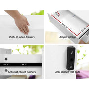 Artiss Bedside Table 2 Drawers RGB LED Side Nightstand High Gloss Cabinet