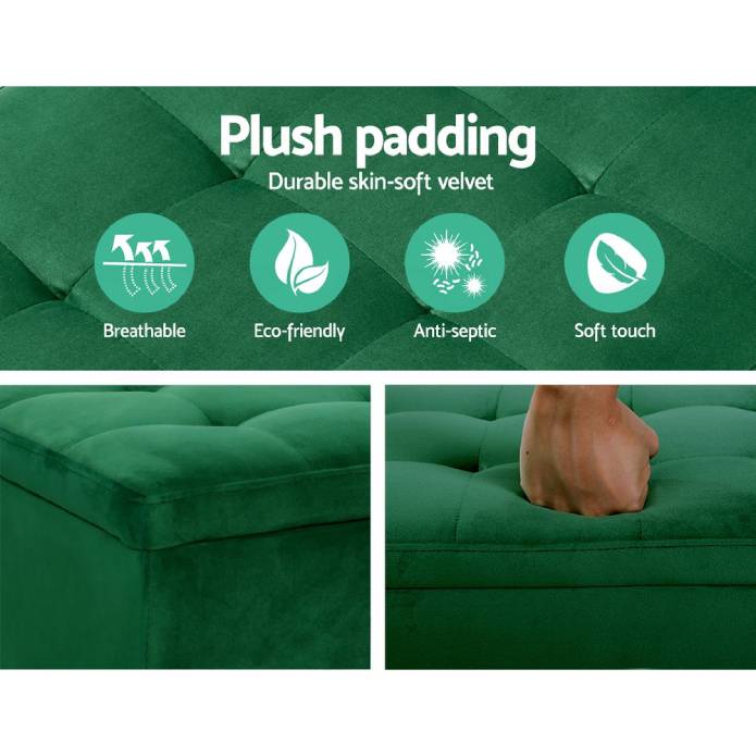 Artiss Storage Ottoman Blanket Box Velvet Foot Stool Rest Chest Couch Toy