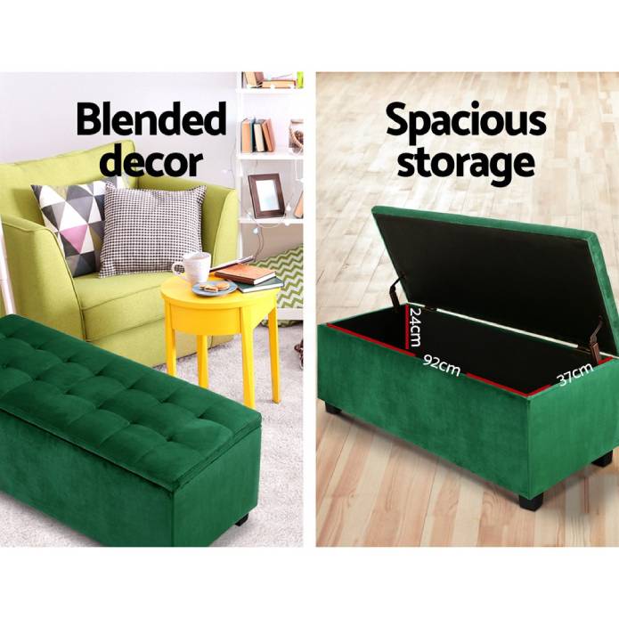 Artiss Storage Ottoman Blanket Box Velvet Foot Stool Rest Chest Couch Toy