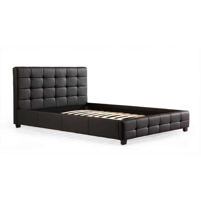brown pu leather queen bed frame
