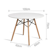 Artiss Dining Table 4 Seater Round Replica DSW Eiffel Kitchen Timber White