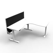 Boost+ Corner Workstation 1800mm W x 1800mm W x 750mm D Natural White Top &amp; White Satin Frame Without Cable Tray With Screen