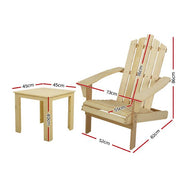 Gardeon Outdoor Sun Lounge Beach Chairs Table Setting Wooden Adirondack Patio Chair