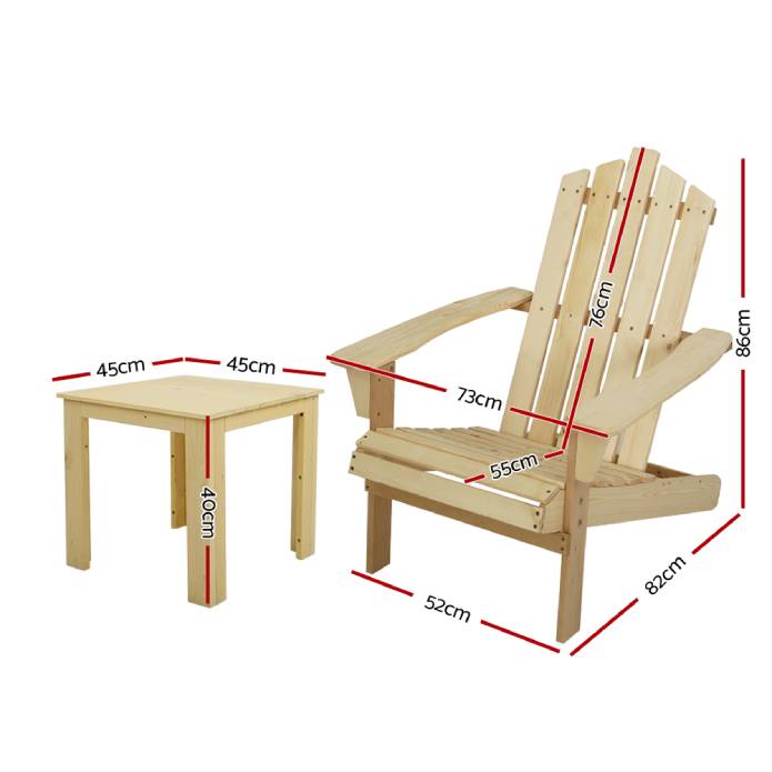 Gardeon Outdoor Sun Lounge Beach Chairs Table Setting Wooden Adirondack Patio Chair