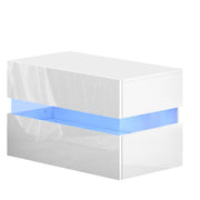Artiss Bedside Table 2 Drawers RGB LED Side Nightstand High Gloss Cabinet
