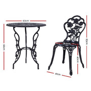 Gardeon Outdoor Furniture Chairs Table 3pc Aluminium Bistro