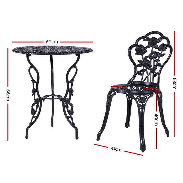 Gardeon Outdoor Furniture Chairs Table 3pc Aluminium Bistro