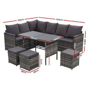 Gardeon Outdoor Furniture Dining Setting Sofa Set Wicker 9 Seater Storage Cover