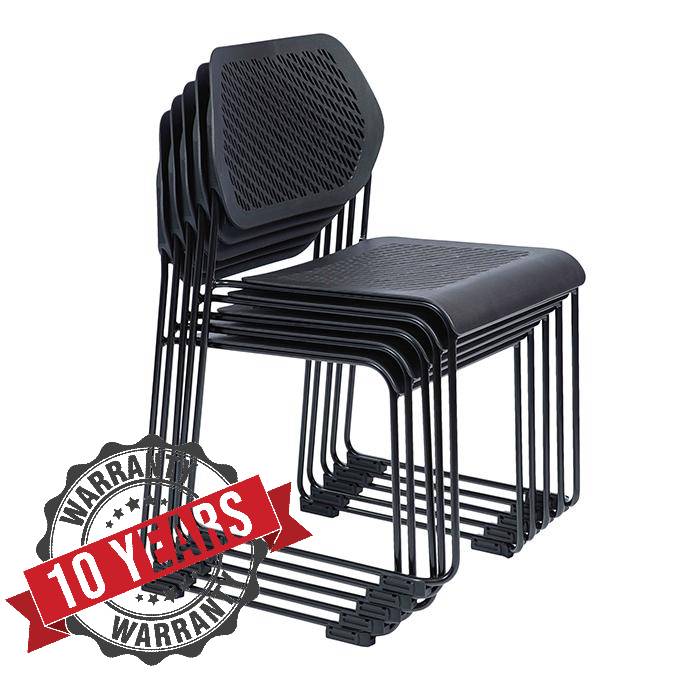 Rapidline Black Perforated Frame Visitor Chair With Sled Base & Waterfall Seat